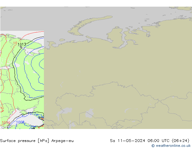 Pressione al suolo Arpege-eu sab 11.05.2024 06 UTC
