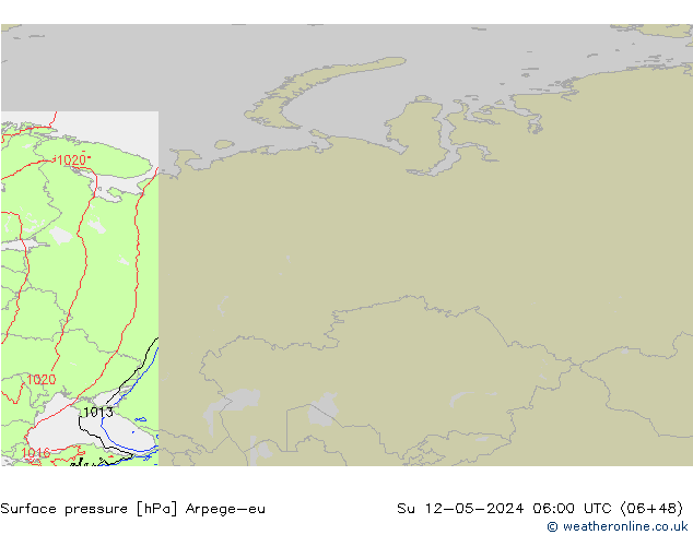 Surface pressure Arpege-eu Su 12.05.2024 06 UTC