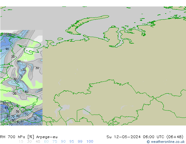 RH 700 hPa Arpege-eu Ne 12.05.2024 06 UTC