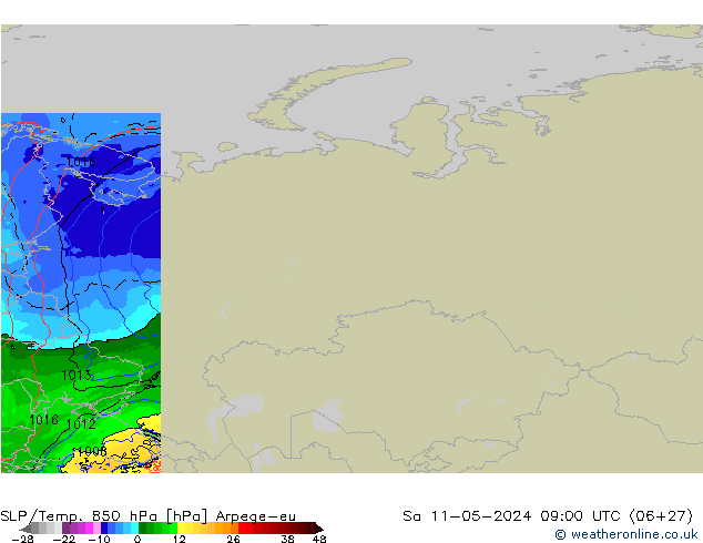 SLP/Temp. 850 hPa Arpege-eu za 11.05.2024 09 UTC