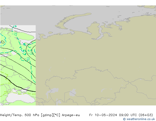 Height/Temp. 500 hPa Arpege-eu ven 10.05.2024 09 UTC
