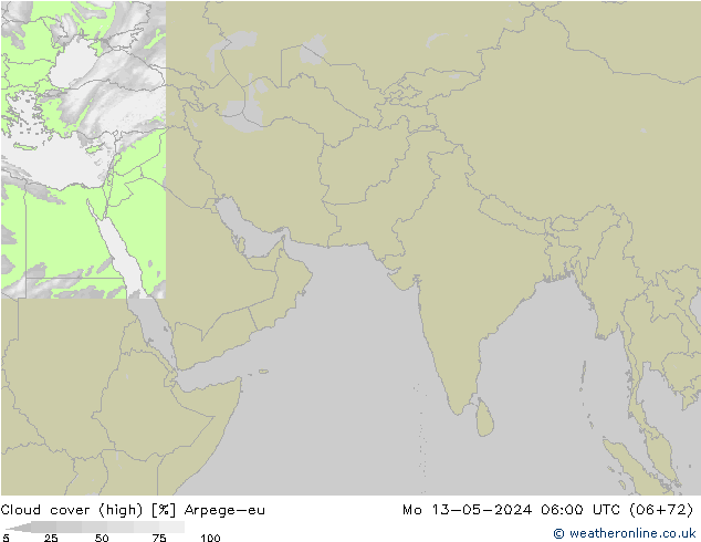 zachmurzenie (wysokie) Arpege-eu pon. 13.05.2024 06 UTC