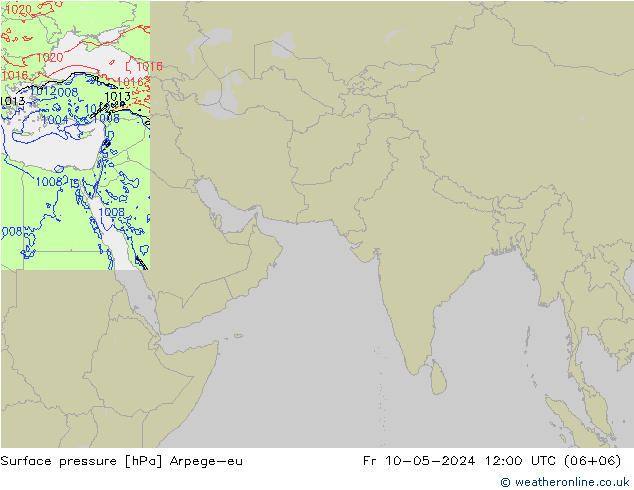 地面气压 Arpege-eu 星期五 10.05.2024 12 UTC