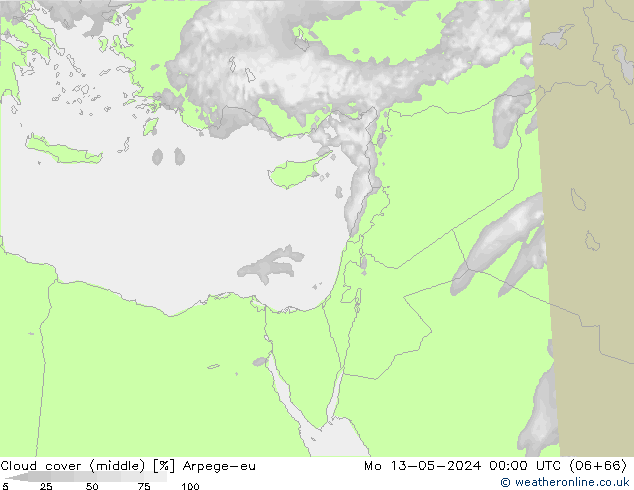Cloud cover (middle) Arpege-eu Mo 13.05.2024 00 UTC