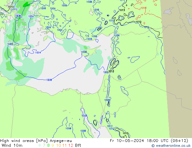 High wind areas Arpege-eu Sex 10.05.2024 18 UTC