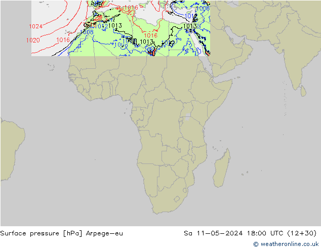 Surface pressure Arpege-eu Sa 11.05.2024 18 UTC