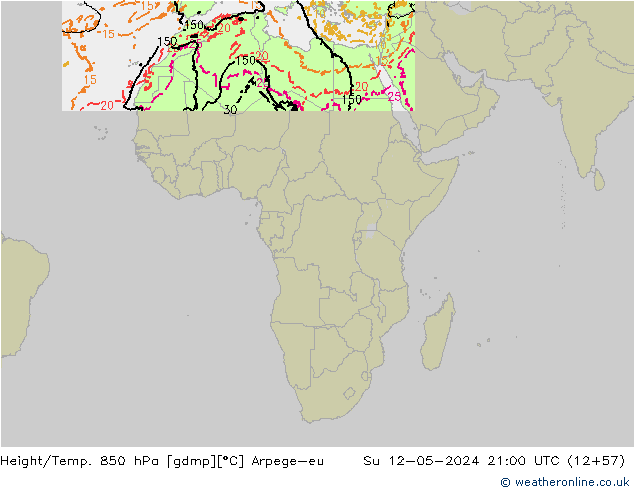 Height/Temp. 850 hPa Arpege-eu dom 12.05.2024 21 UTC