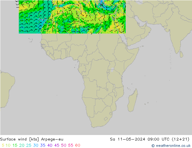 Surface wind Arpege-eu So 11.05.2024 09 UTC
