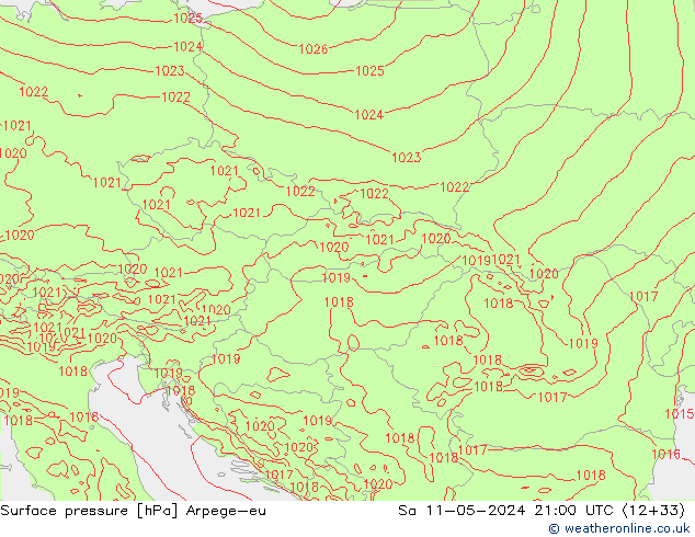 Bodendruck Arpege-eu Sa 11.05.2024 21 UTC