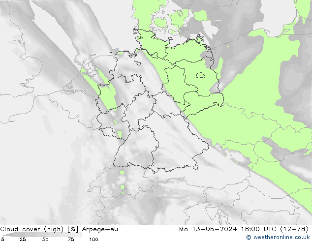 Bulutlar (yüksek) Arpege-eu Pzt 13.05.2024 18 UTC