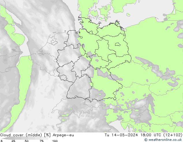облака (средний) Arpege-eu вт 14.05.2024 18 UTC