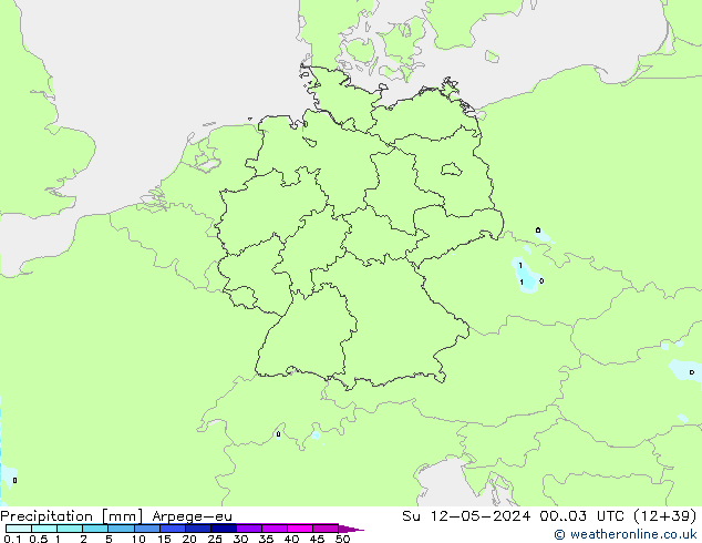Precipitazione Arpege-eu dom 12.05.2024 03 UTC
