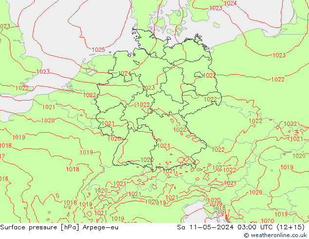 Surface pressure Arpege-eu Sa 11.05.2024 03 UTC