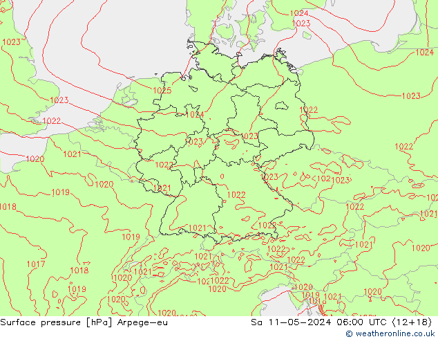 地面气压 Arpege-eu 星期六 11.05.2024 06 UTC
