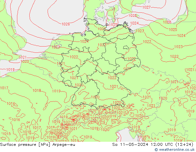 地面气压 Arpege-eu 星期六 11.05.2024 12 UTC