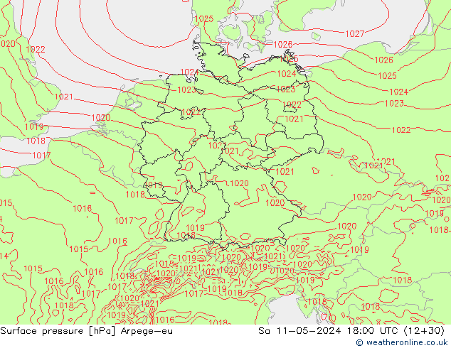 Luchtdruk (Grond) Arpege-eu za 11.05.2024 18 UTC