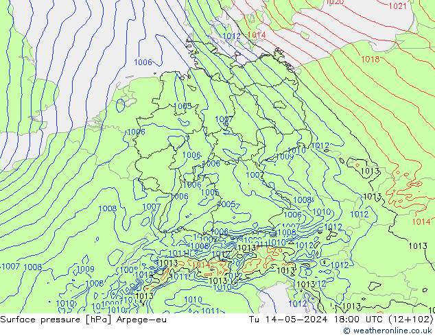 Presión superficial Arpege-eu mar 14.05.2024 18 UTC
