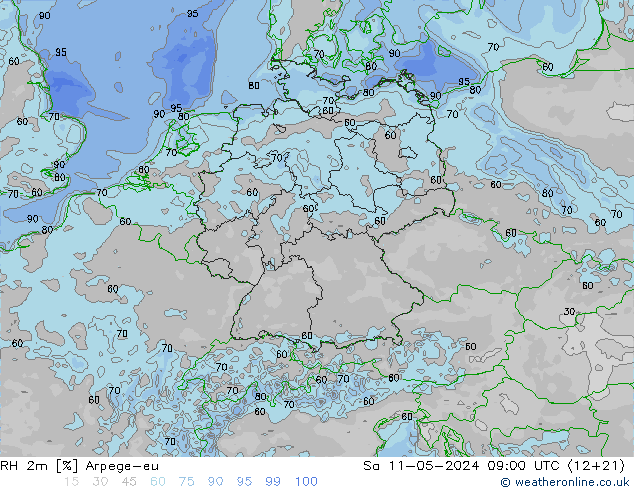 RH 2m Arpege-eu сб 11.05.2024 09 UTC