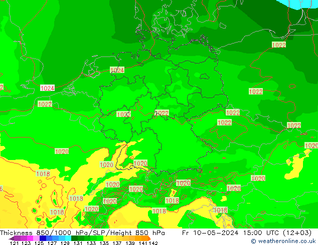 Thck 850-1000 hPa Arpege-eu 星期五 10.05.2024 15 UTC