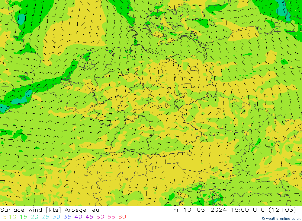 风 10 米 Arpege-eu 星期五 10.05.2024 15 UTC