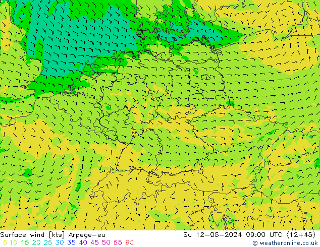 Surface wind Arpege-eu Su 12.05.2024 09 UTC