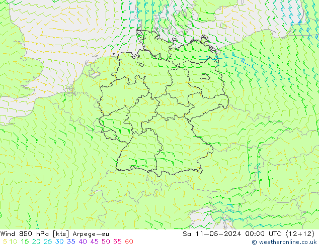 Wind 850 hPa Arpege-eu So 11.05.2024 00 UTC