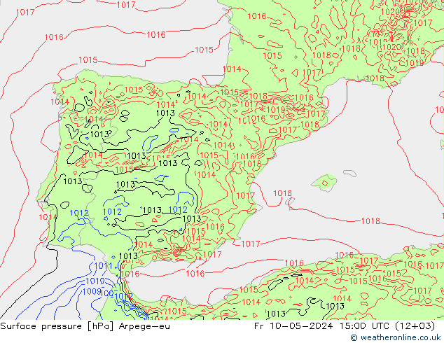 Surface pressure Arpege-eu Fr 10.05.2024 15 UTC