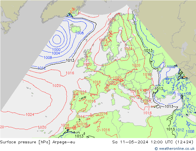 Yer basıncı Arpege-eu Cts 11.05.2024 12 UTC