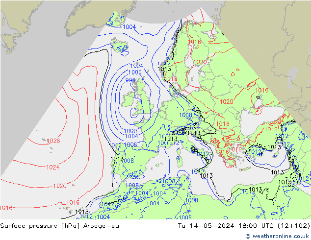 Yer basıncı Arpege-eu Sa 14.05.2024 18 UTC