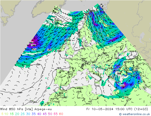 Wind 850 hPa Arpege-eu Fr 10.05.2024 15 UTC