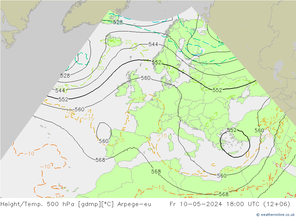 Height/Temp. 500 hPa Arpege-eu Fr 10.05.2024 18 UTC