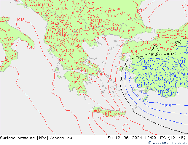 Presión superficial Arpege-eu dom 12.05.2024 12 UTC