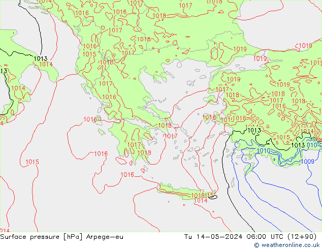 pressão do solo Arpege-eu Ter 14.05.2024 06 UTC