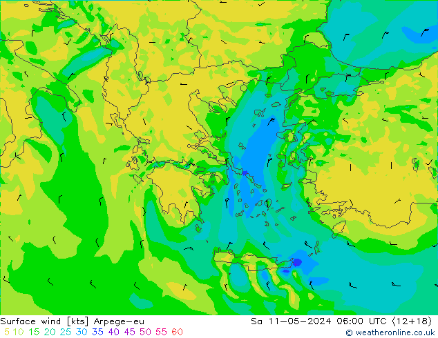 Surface wind Arpege-eu Sa 11.05.2024 06 UTC