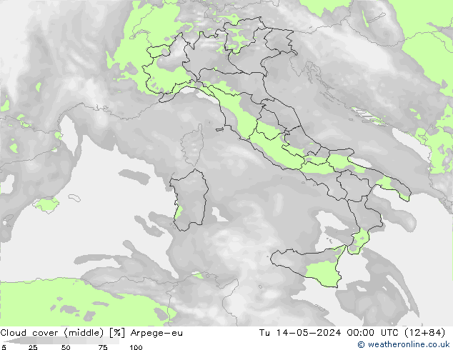 Nuages (moyen) Arpege-eu mar 14.05.2024 00 UTC