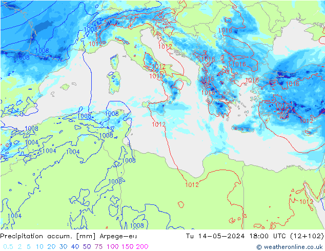 Precipitation accum. Arpege-eu mar 14.05.2024 18 UTC