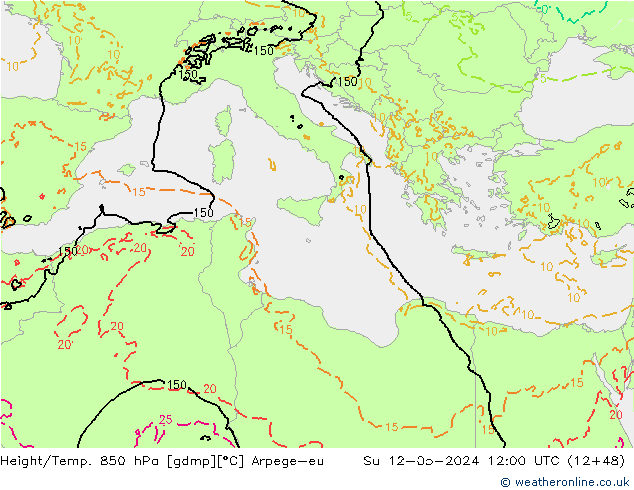 Height/Temp. 850 hPa Arpege-eu So 12.05.2024 12 UTC