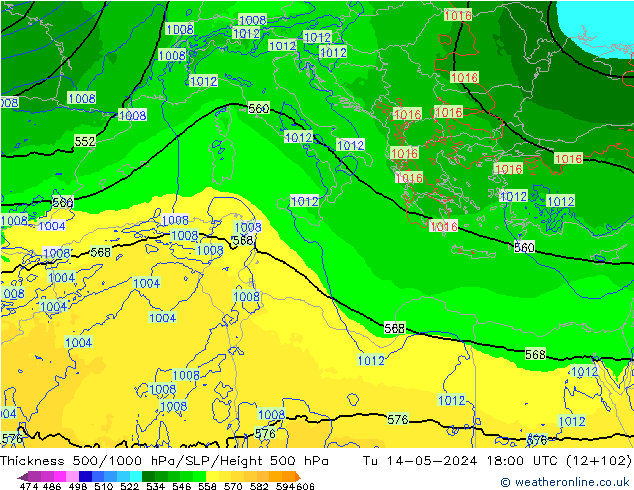 Dikte 500-1000hPa Arpege-eu di 14.05.2024 18 UTC