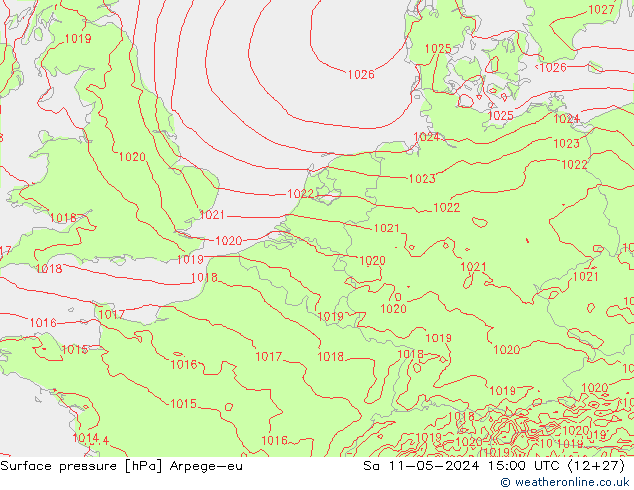 Bodendruck Arpege-eu Sa 11.05.2024 15 UTC