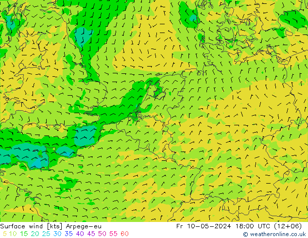 风 10 米 Arpege-eu 星期五 10.05.2024 18 UTC