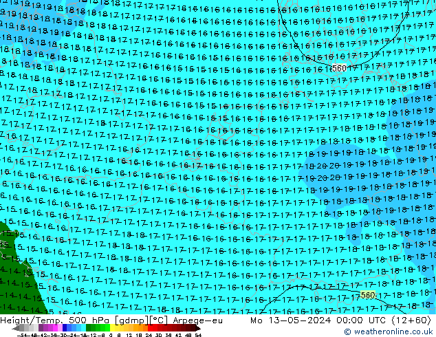 Hoogte/Temp. 500 hPa Arpege-eu ma 13.05.2024 00 UTC