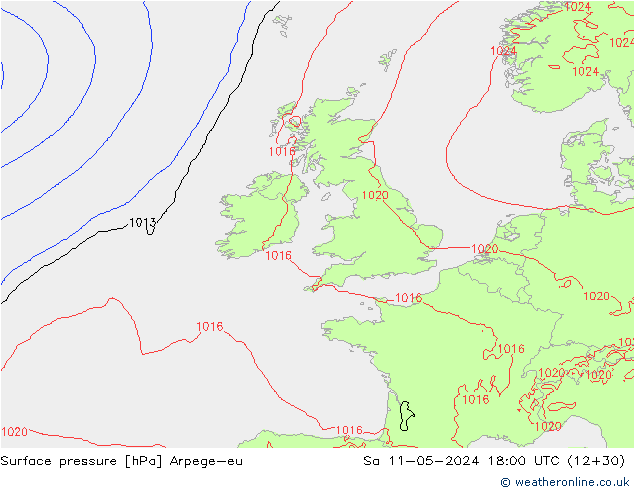 приземное давление Arpege-eu сб 11.05.2024 18 UTC