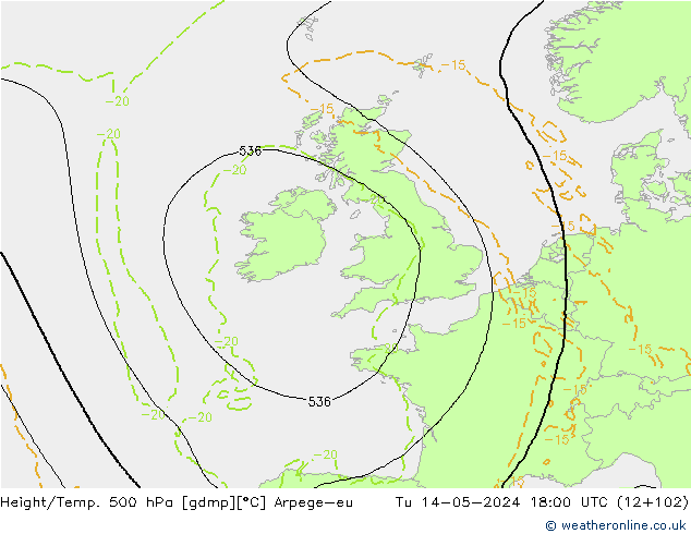 Height/Temp. 500 hPa Arpege-eu mar 14.05.2024 18 UTC