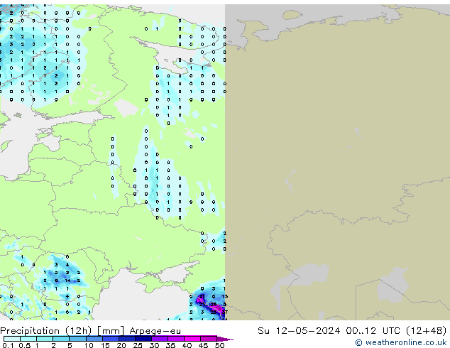 Yağış (12h) Arpege-eu Paz 12.05.2024 12 UTC