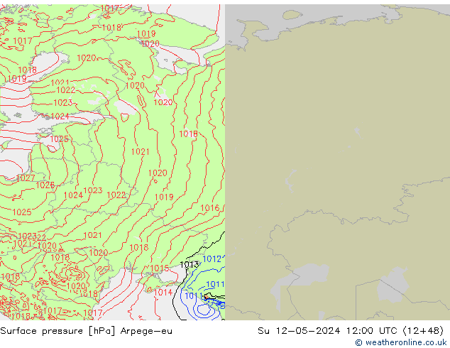 Presión superficial Arpege-eu dom 12.05.2024 12 UTC