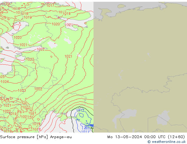 Surface pressure Arpege-eu Mo 13.05.2024 00 UTC