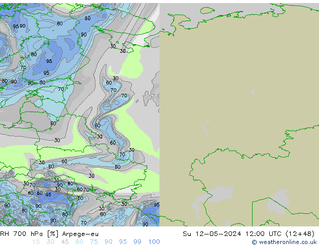 RH 700 hPa Arpege-eu Ne 12.05.2024 12 UTC