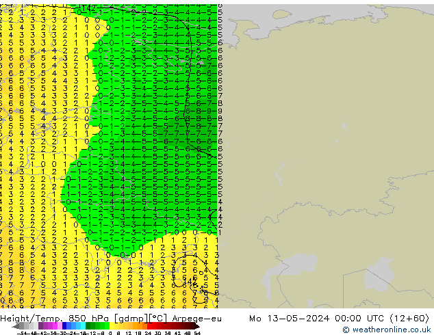 Height/Temp. 850 hPa Arpege-eu Mo 13.05.2024 00 UTC