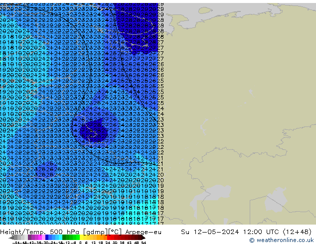 Height/Temp. 500 hPa Arpege-eu dom 12.05.2024 12 UTC