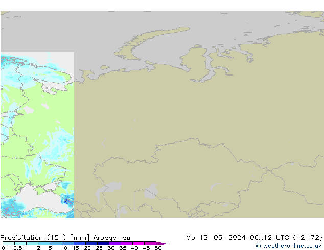 Precipitación (12h) Arpege-eu lun 13.05.2024 12 UTC